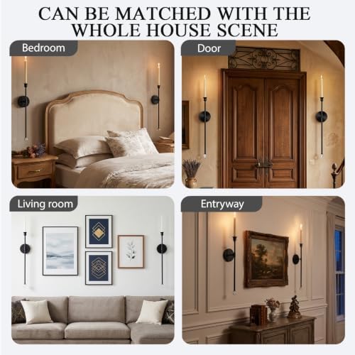 20" Wall Mounted Candle Sconce, 2 Packs, Black - Image 5