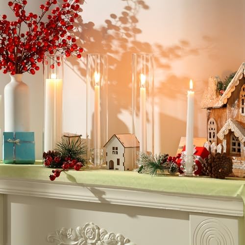 Teenyyou 12 Set Glass Hurricane Candle Holders Candlestick Bulk 12.6",Clear - Image 4