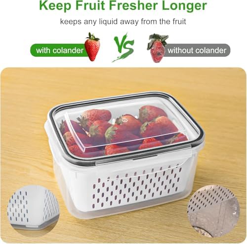 5 PCS Large Fruit storage Containers for Fridge ,Food Storage Containers - Image 3