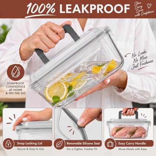 Razab 3000ml/ 102 oz Large Glass Meal Prep Container with Carry Handle Lid - Image 4