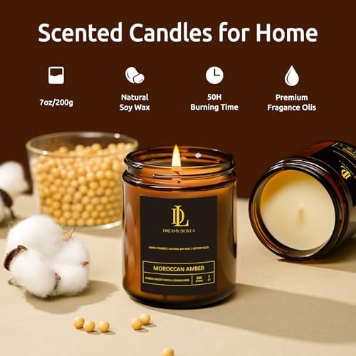 Scented Candles for Men, Moroccan Amber Candle for Home, Soy Wax Candles Gift for Birthday Father's Day Thanksgiving Day Anniversary - Image 3