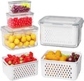 Dayacoco Fruit Storage Containers for Fridge 4 Pcs with Drain Basket by Dayacoco