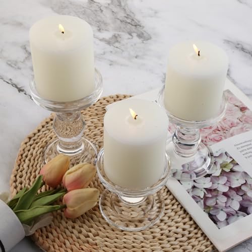 6-Piece Set of Glass Candlestick, Crystal Candlestick Holder Holder and Conical Candle, Christmas Candle Holder Decoration, Family Living Room Wedding Candle Holder (Clear 2sets) - Image 6