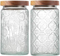 2-Pack 34 OZ Vintage Glass Jar with Lid, Airtight Food Storage Canisters with Bamboo for Kitchen Counter Pantry, Ideal for Coffee, Candy, Tea, Oats, Sugar, Cookies Decorative Jars by Unknown