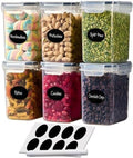 DWËLLZA KITCHEN Airtight Food Storage Container Set - 6 Pieces 1.4L - Plastic BPA Free Kitchen Pantry Storage Containers with Lids - Dishwasher Safe - Includes 8 Labels and a marker by DW%C3%8BLLZAKITCHEN