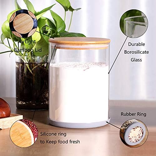 Set of 2 Large Glass Food Storage jar, 100 FL OZ (3000ml) Glass Flour Canister with Airtight Bamboo Lids for Kitchen Corner, BPA-Free Flour Container for Sugar, Ground Coffee, Rice and Dry Food - Image 3