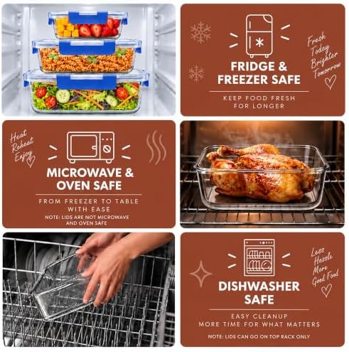 Razab 3 Pack Leakproof Glass Food Storage Containers with Airtight Lids - Image 6