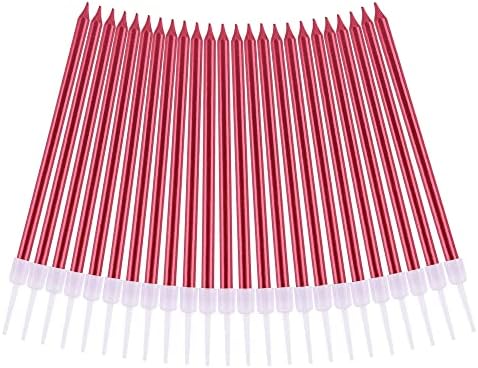 PHD CAKE Red Long Thin Metallic Birthday Candles, Cake Candles, Birthday Parties, Wedding Decorations, Party Candles - Image 4