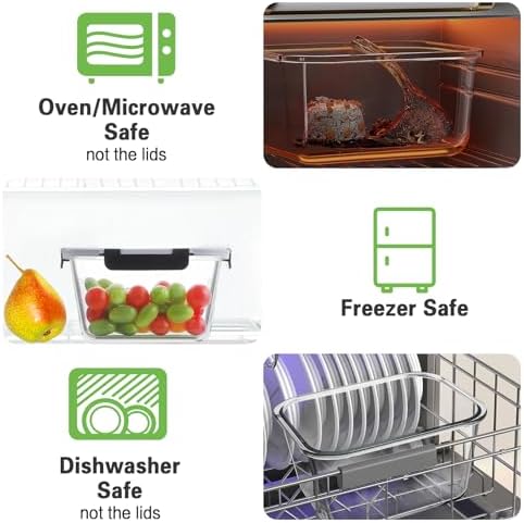 4 Pieces 63oz Large Glass Food Storage Containers with Lids for Meal Prep - Image 4