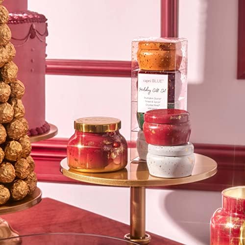 Capri Blue Glimmer Mini Tin - Apple Scented Candle with Mini Candle Holder - Soy Wax Blend - Capri Blue Apple Cider Social Red and Gold (3 oz) - Image 6