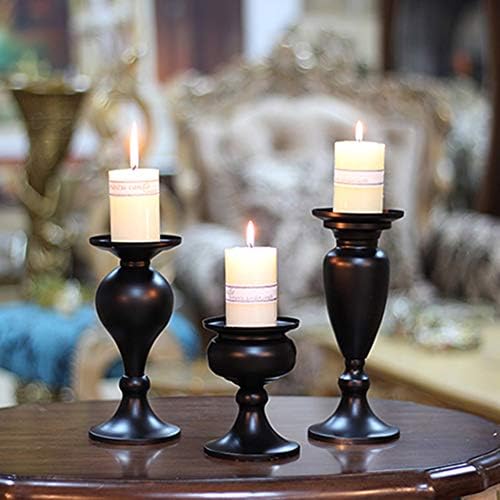 Sziqiqi Pillar Candle Holders Set of 3 Black for Table Mantle Fireplace Decor Modern Farmhouse Home Decor - Image 4