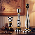 3 Pcs Black and White Checkerboard Taper Candle Holder,Vivid by Acellegic
