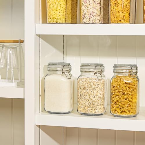 CHEFSTORY 50oz Airtight Glass Jars with Lids, 3 PCS Food Storage Canister for Kitchen & Pantry Organization, Square Mason Jar Containers for Storing Sugar, Flour, Cereal,Coffee,Cookies (Pack of 2) - Image 4