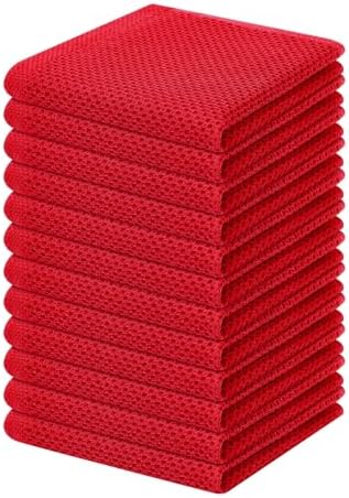 Homaxy 100% Cotton Waffle Weave Kitchen Dish Cloths 12-Pack, Red by Homaxy