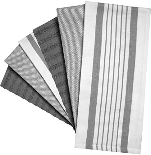 Premium Kitchen Towels 6 Pack 100% Cotton 20"x28" Dish Towels Grey Striped - Image 4
