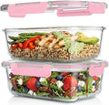 Razab 2 Pcs 1860ml / 63 Oz Large Glass Food Storage Containers with Lids - Glass Meal Prep Containers with Locking Lids for Roasting, Storing Leftover, Lunch Container, BPA Free, Microwave & Oven Safe by RazabHomeGoods