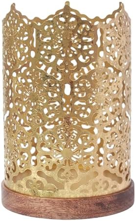 Hosley Metal Diamond Cut Design Candle Holder 7.5 Inch High, Gold Perfect for Home Decor, Lighting, Wedding, Parties, Gifting by HOSLEY