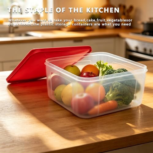 Plastic Food Storage Containers with Lids Airtight - Large Meal Prep Containers Reusable for Freezer - Bread Box for Cookies, Sandwich, Cake & Muffin, Leak-Proof & Stackable, Square, 3 Pcs - Image 5