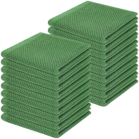 Homaxy 100% Cotton Waffle Weave Kitchen Dish Cloths 18-Pack, Grass Green by Homaxy