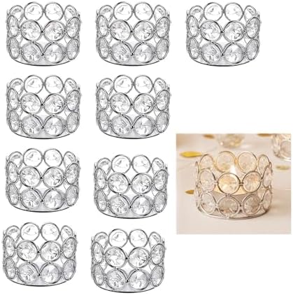 Silver Crystal Tealight Candleholders - Pack of 10 Tea Lamp Candle Holders by Lovecat