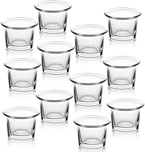 Letine Tealight Candle Holder Set of 12- Clear Glass Votive Candle Holders Bulk for Valentine's Day Decorations, Wedding, Party & Home Decor by LETINE