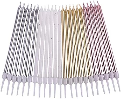 PHD CAKE Gold, Silver, Rose Gold, White, Long Birthday Candles in Holders, Cake Candles, Birthday Parties, Wedding Decorations, Party Candles, Celebrations - Image 3