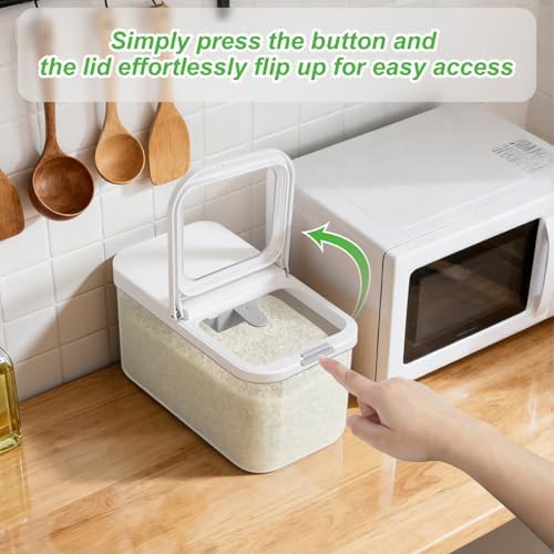 12 Lbs Rice Flour Sugar Storage Containers Dry Food Holder with Flip-up Lid - Image 2