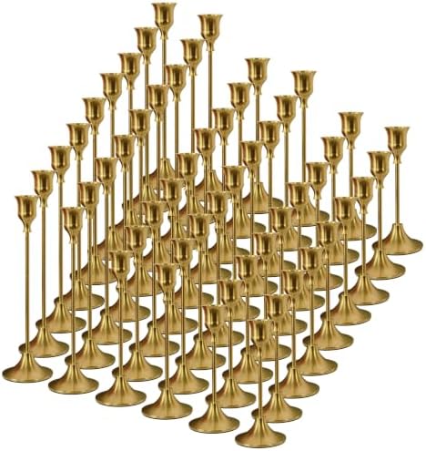 NLBTW 54 Pcs Brass Gold Candle Holder Bulks for Wedding Party Decor by NLBTW