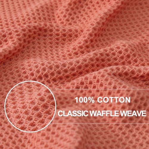 Homaxy 100% Cotton Waffle Weave Kitchen Dish Cloths 8-Pack, Coral - Image 2