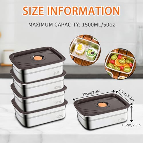10 Pack 50oz Stainless Steel Food Storage Containers with Lids - Image 2
