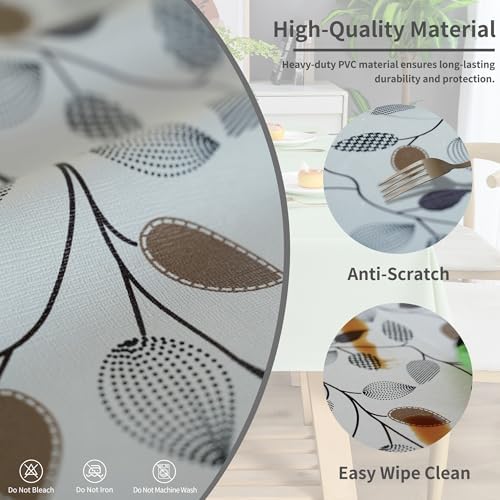 Rectangle Table Cloth,100% Waterproof Tablecloth Oil Proof Spill Proof Vinyl Table Cloth, Wipe Clean Plastic Table Cover for Dining, Camping, Indoor and Outdoor 54" x 120",Leaf - Image 3