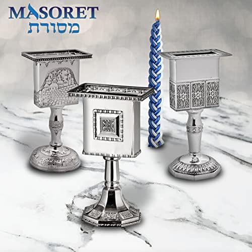 Nickel Havdalah Candle Holder 5.6 Inches Octagon Havdalah Candle Holder, Elegant Jewish Hanukkah Candleholder Stand - Image 5