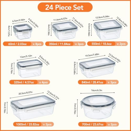 48 Pcs Reusable plastic food storage containers with lids - Image 2
