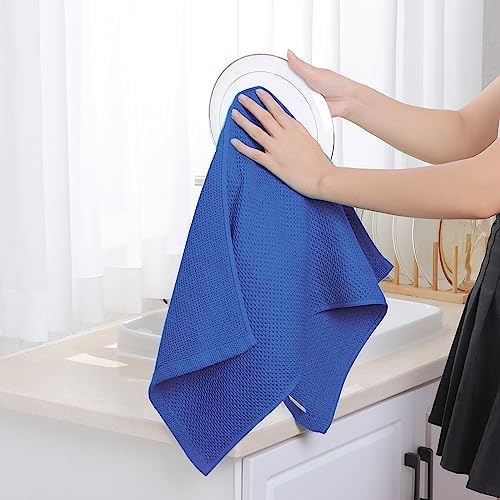 Homaxy 100% Cotton Waffle Weave Kitchen Dish Towels 4-Pack, Blueberry - Image 4