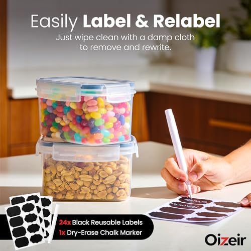 Oizeir Airtight Food Storage Containers with Lids 24-Pack, Pantry Kitchen - Image 4