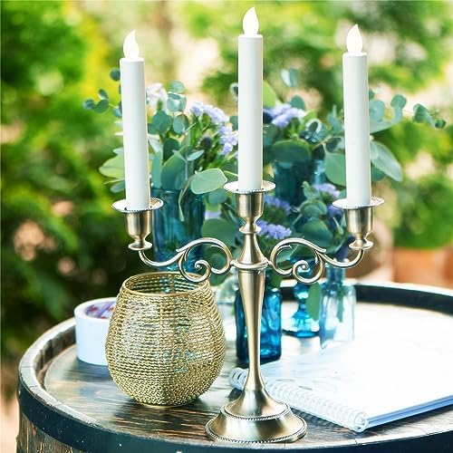 3-Arm Metal Candelabra Candle Holder Table Centerpiece, Bronze - Image 4