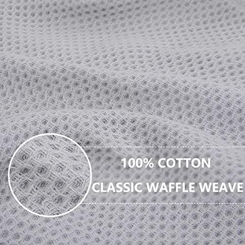 Homaxy 100% Cotton Waffle Weave Kitchen Dish Cloths 6-Pack, Light Gray - Image 2