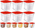 Yungyan 6 Pcs Commercial Clear Food Storage Containers 4 Qt Square Acrylic Airtight Food Storage Containers with Lids for Kitchen Restaurant Pantry Freezer Flour Sugar(Red) by Yungyan
