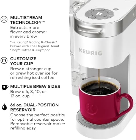 Keurig K-Supreme Single Serve K-Cup Pod Coffee Maker, MultiStream Technology, 4 Brew Sizes, 66oz Dual-Position Removable Reservoir, White - Image 3