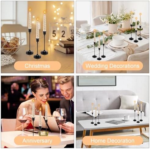6pcs Black Candle Holder, Black Candlestick Holders Taper Candle Holders for Pillar Candles Sticks Holder Decor Halloween Christmas Decorations Candle Stick Holder Candelabros para Centros de Mesa - Image 5
