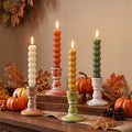 Fall Table Decor Rustic: Wooden Candlestick Holders Set of 4 by CreatedforWeddingsandHome
