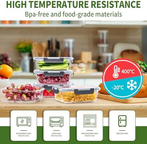 Skroam Large Glass Food Storage Containers with Lids Airtight, 5-Pack 36OZ - Image 5