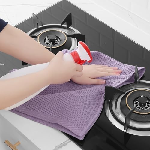 Homaxy 100% Cotton Waffle Weave Kitchen Dish Towels 4-Pack, Lavender - Image 5