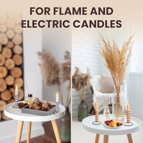 Spiral Wire Stand Candlestick Holder – Antique-Style Tall Rusty Metal Candleholder for Farmhouse, Rustic & Primitive Country Decor, Perfect for Doors, Windows, Events & Holidays - Image 4