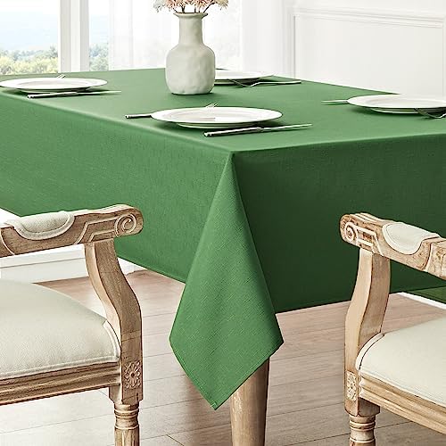 Veblandy Rectangle Tablecloth Waterproof 60x104 inch Linen Textured Table Cloth Stain and Wrinkle Resistant Washable, Decorative Fabric Table Cover for Dining, Party and Camping, Green - Image 5