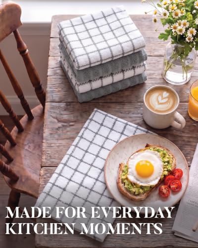 Bumble Dish Cloths (6-Pack), 100% Cotton Kitchen Towels, 12"x12" - Gray - Image 3