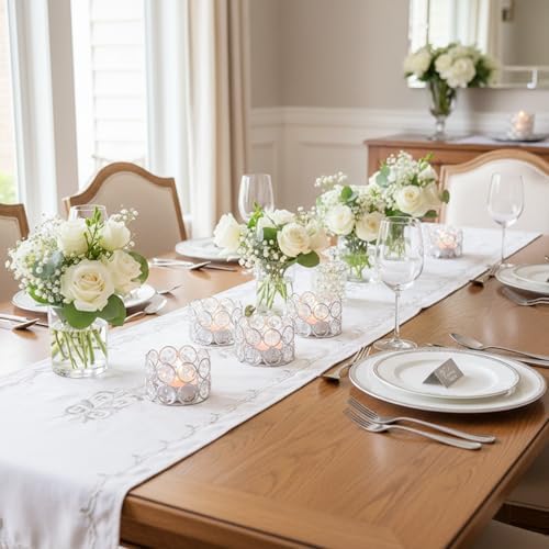 Silver Crystal Tealight Candleholders - Pack of 10 Tea Lamp Candle Holders - Image 3