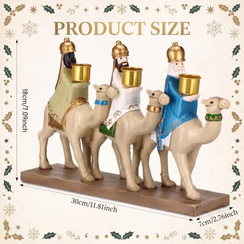 Christmas Nativity Candleholders Three Wise Men Resin Candlestick Holders - Image 2