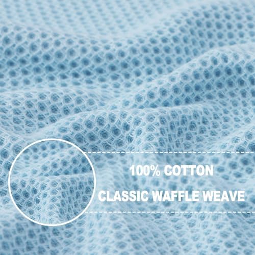 Homaxy 100% Cotton Waffle Weave Kitchen Dish Cloths 12-Pack, Sky Blue - Image 2