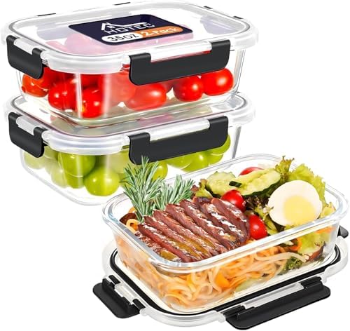 HOTEC 2-Pack 35OZ Glass Food Storage Container by Hotec